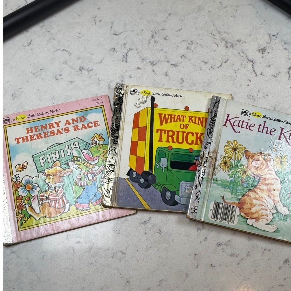 Vintage First Little Golden Books Bundle Henry‎ Theresa Truck Katie the Kitten 3